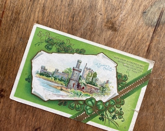 Vintage St. Patrick's Day Postcard | St. Patrick's Day Wall Art | Vintage Shamrock Art | St. Patrick's Day Decoration | Antique Postcard