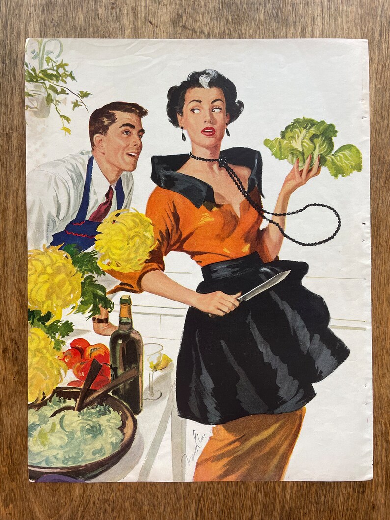 Vintage Illustration Midcentury Art Vintage Kitchen Art - Etsy