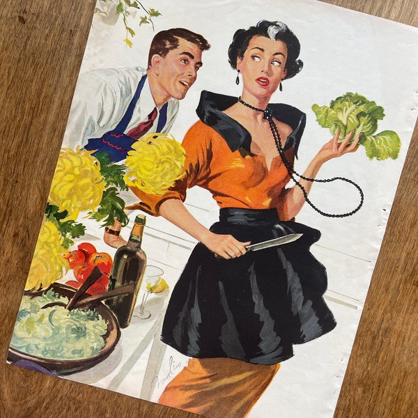Vintage Illustration | Midcentury Art | Vintage Kitchen Art | 1940s Illustrations | Gwen Fremlin Illustrations | Ready to Frame