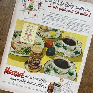 Vintage Coffee Ad | NESCAFE COFFEE | Vintage Coffee Poster | Vintage Kitchen Decor | Gift Ideas | Home Decor | Coffee Decoration | Retro Ads