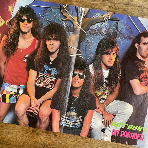 ANTHRAX CENTERFOLD | Hit Parader Magazine | 1980s Music | Thrash Metal | Heavy Metal | Gift Ideas | Anthrax Collectibles | 80s Memorabilia