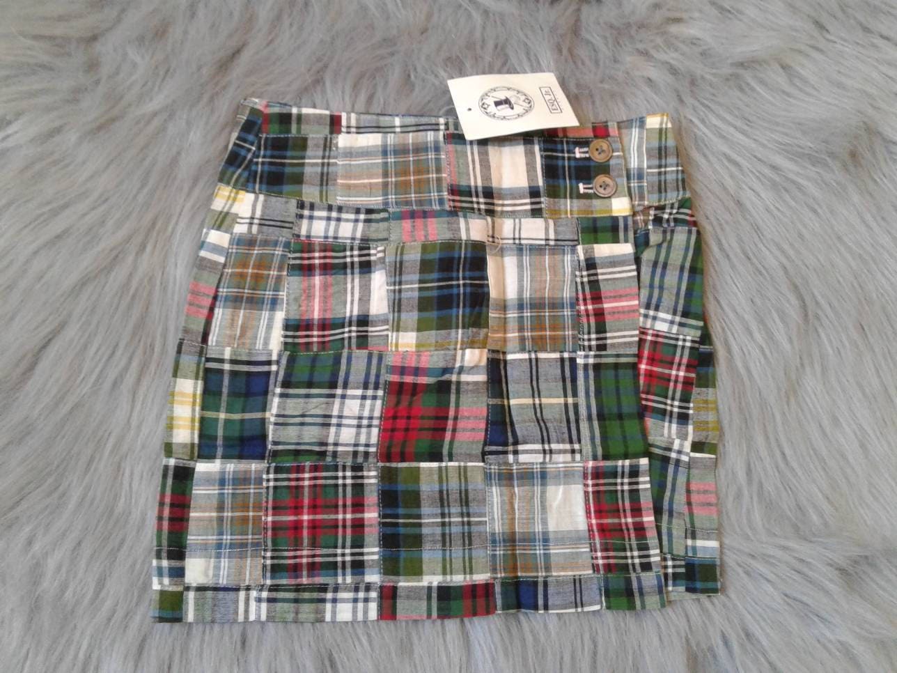 Madras Girls Wrap Around Green Plaid Skirt - Etsy