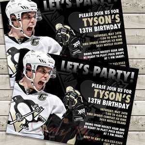 Sidney Crosby - Pittsburgh Penguins Invitation - Printable / Customizable