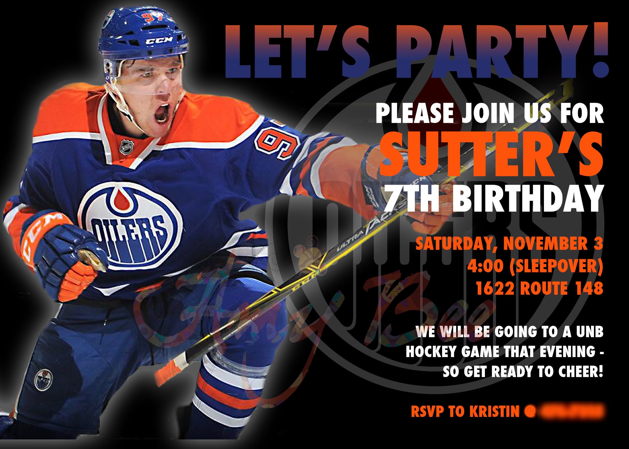 NHL Edmonton Oilers Ticket Birthday Invitation