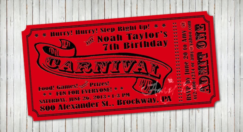 carnival ticket invitation printable etsy