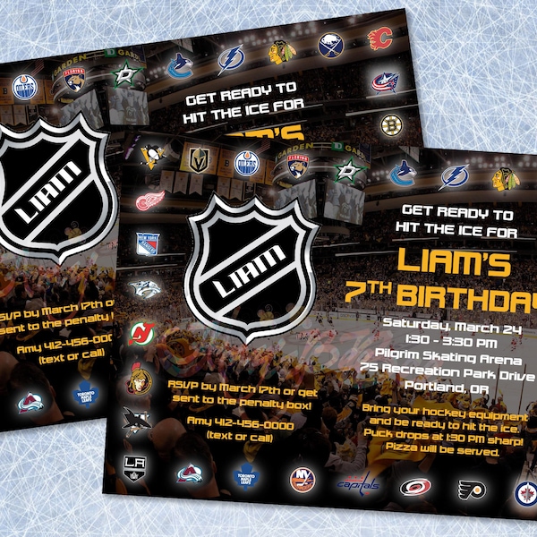 NHL Ice Hockey Birthday Invitation for Boy or Girl (pink) - Printable