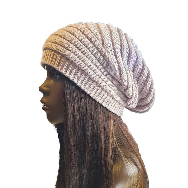 Rene - Satin Serenity: Slouch Beanie with Luxurious Satin Lining for Effortless Style and Hair Protection