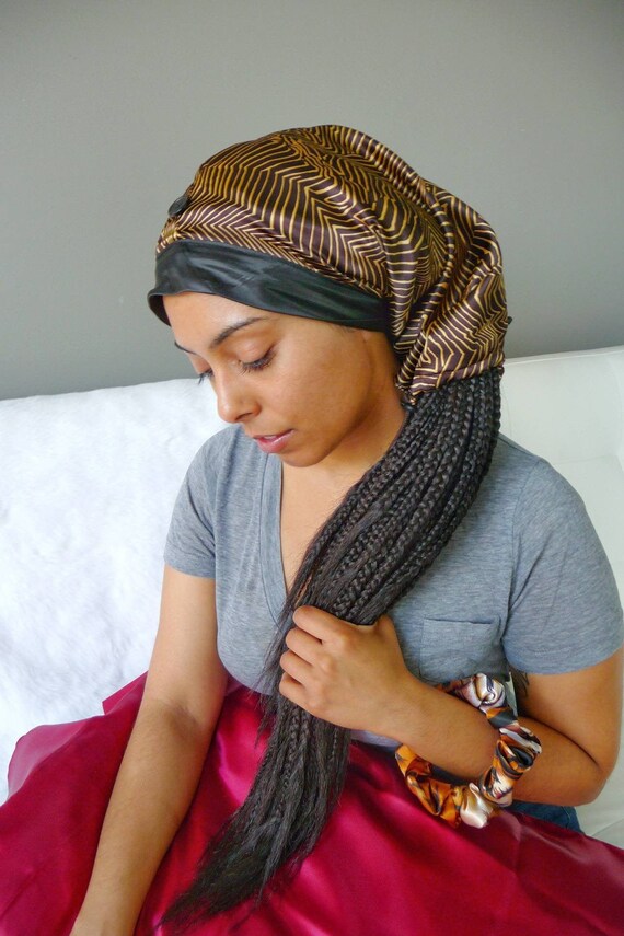 Gentlemane Tribal Braids Locs Satin Bonnet Durag Sock With Satin Band And Drawstring With Locking Clamp