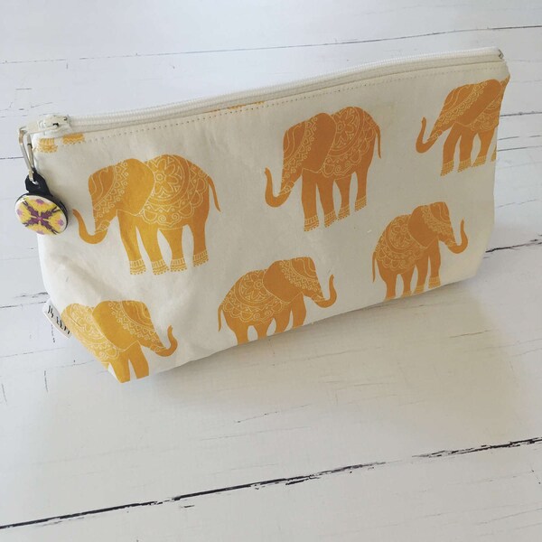 SALE Cosmetic Bag/Elephant Bag/Zipper Pouch/Makeup Bag