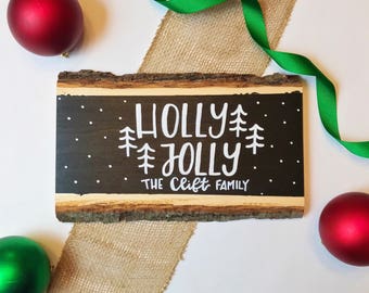 Personalized Holly Jolly Wood Plank Sign, Christmas Sign, Holly Jolly Christmas, Wood Sign, Wood Chalkboard Sign, Rustic Christmas Decor