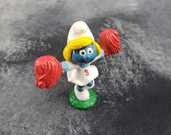 1981 Cheerleader Smurfette with Pom Poms by Peyo Collectible Figure