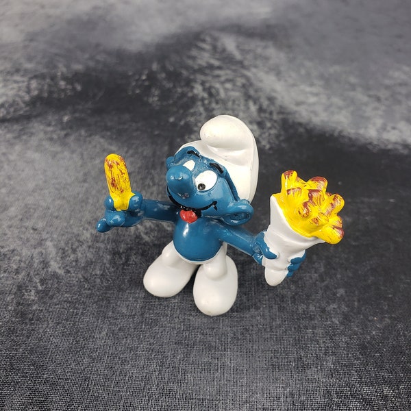 1980 Hungry Smurf with French Fries by Peyo Collectible Figure