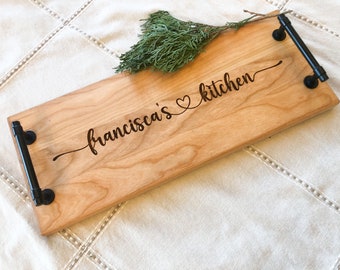 Personalized wooden cutting board  cheese serving tray with your name engraved charcuterie board bread board