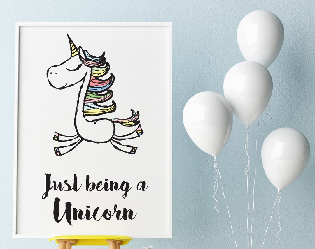 A4 and A3 UNICORN Wall Art, Kids Print, Nursery Decor, Magical, Funny ...