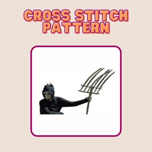 May include: A person wearing a black hooded sweatshirt and sunglasses holds a pitchfork in their right hand. The pitchfork is made of metal and has a wooden handle.