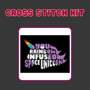 Leslie Knope Space Unicorn Quote Cross Stitch Kit