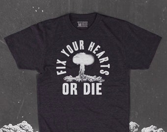 Fix Your Hearts or Die Original Heather Black Rock Tee | Twin