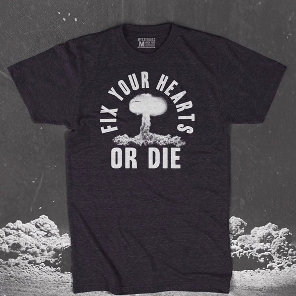 Camiseta original Heather Black Rock Fix Your Hearts Or Die / Unisex / Estampada / Camiseta de David Lynch / Camiseta para amantes de la televisión