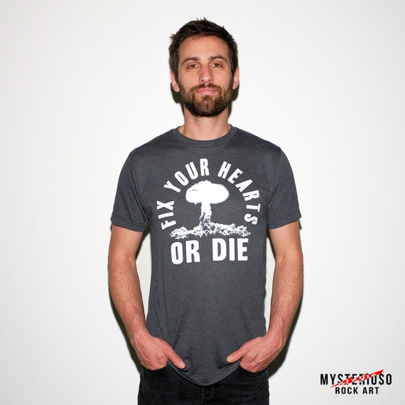 Fix Your Hearts or Die Original Heather Black Rock Tee | Twin