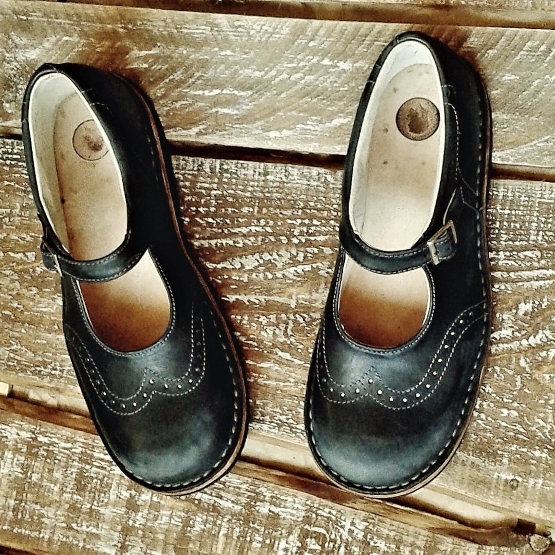 Handmade leather mary janes New Vintage Etsy