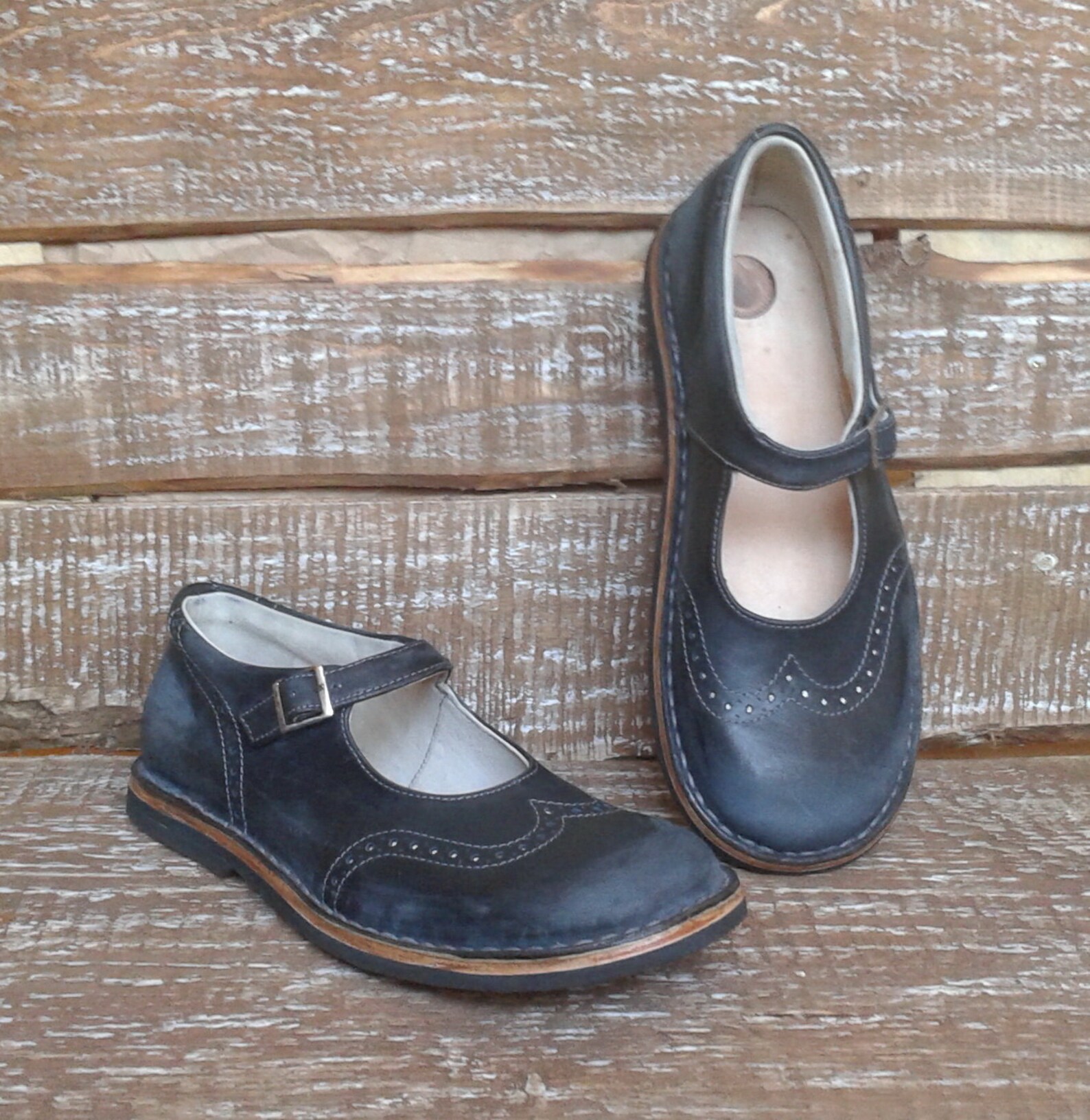 Handmade leather mary janes New Vintage Etsy