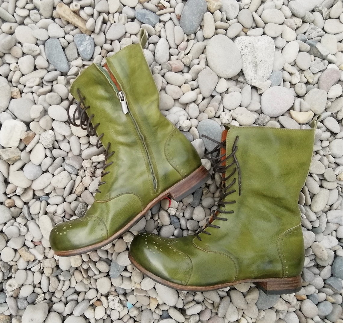 olive green flat boots