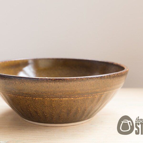 Bowl - Speckled Brown Stoneware Bowl - Wood Effect Ceramic Bowl - Chattered texture - Home Decor Dish