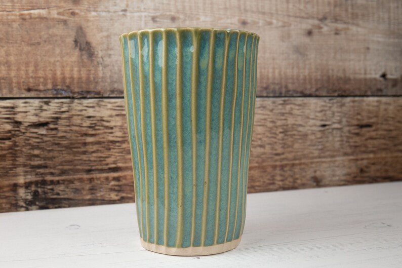 Vase Sea Mist Green Stoneware Flower Vase Handmade Pottery image 2