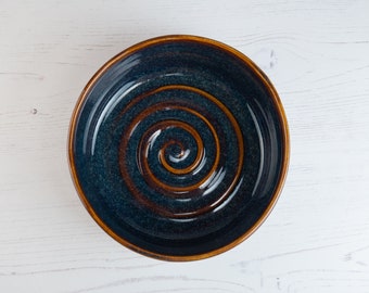 Stoneware Pet Bowl - Blue Amber Small Dog Bowl - Water Bowl - Food Bowl