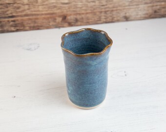 Mini Vase - Blue Rustic Individual Flower Vase - Stoneware Pottery