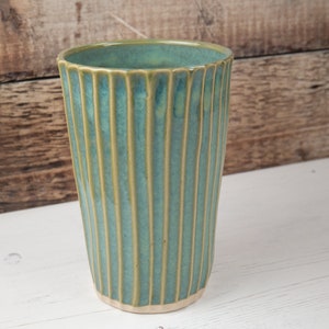Vase Sea Mist Green Stoneware Flower Vase Handmade Pottery image 1