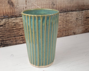 Vase - Sea Mist Green Stoneware Flower Vase - Handmade Pottery