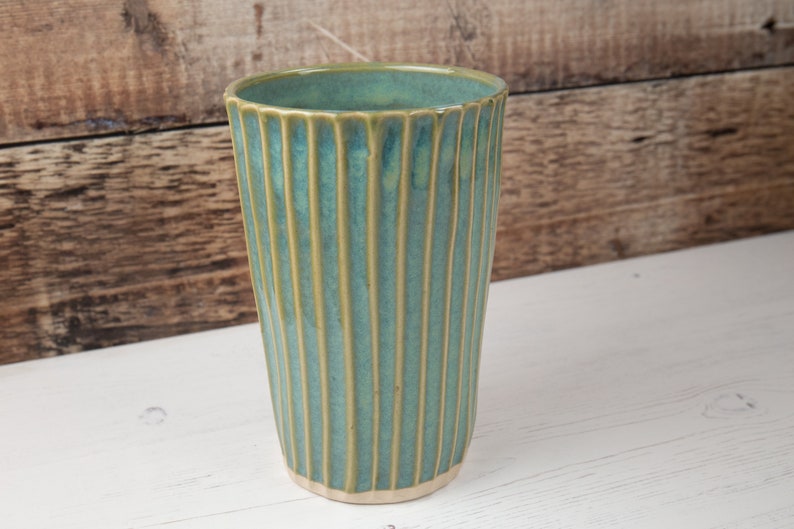 Vase Sea Mist Green Stoneware Flower Vase Handmade Pottery image 1