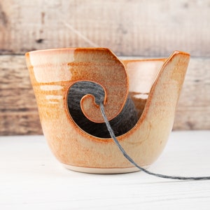 Yarn Bowl - Fiery Orange Wool Bowl - Stoneware Knitting and Crochet Bowl