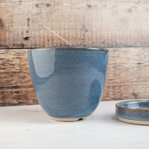 Plant Pot Denim Blue Stoneware Flower planter Handmade Pottery image 3