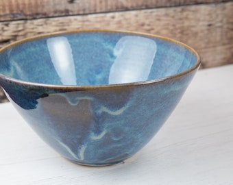 Large Stoneware Bowl - Denim Blue Bowl - Decorative Bowl - Decorative Dish - Fruit Bowl