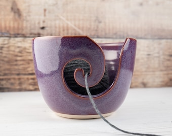 Yarn Bowl - Purple Wool Bowl - Stoneware Knitting and Crochet Bowl