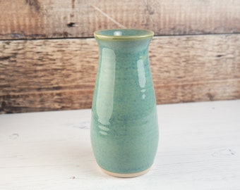 Bottle Vase - Sea Mist Green Stoneware Flower Vase - Handmade Home Decor