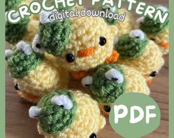 Patrón de crochet de pato ranita amigurumi: Mini llavero de peluche (patrón PDF)