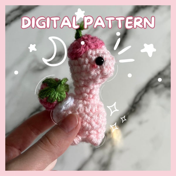 DIGITAL PATTERN: Amigurumi Long Neck Dino Plushy - dinosaur crochet strawberry pattern pdf plushie chibi kawaii plush printable pattern