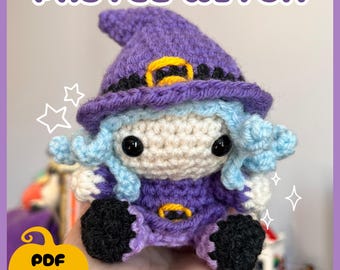 Pastel Witch Crochet Pattern - halloween craft knitting crochet witch pumpkin black cat spooky ghost pdf pattern