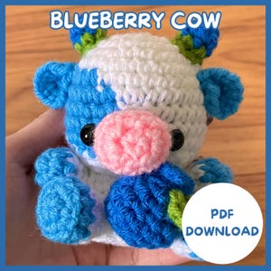 Patrón de crochet de vaca de arándanos: Juguete amigurumi de animal de granja (PDF)