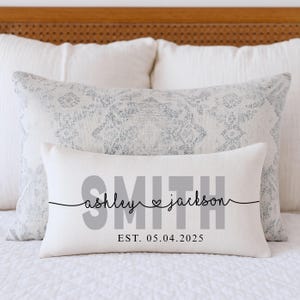 Personalized  Wedding Gift Couple Names with Date Pillow Custom Housewarming Gift Engagement gift for bride Marriag Anniversary Present