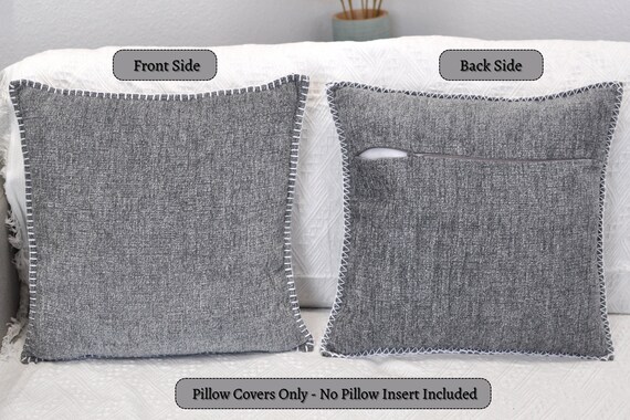 Gray Chenille Pillow Covers, Soft Textured Pillow Case, Grey Throw