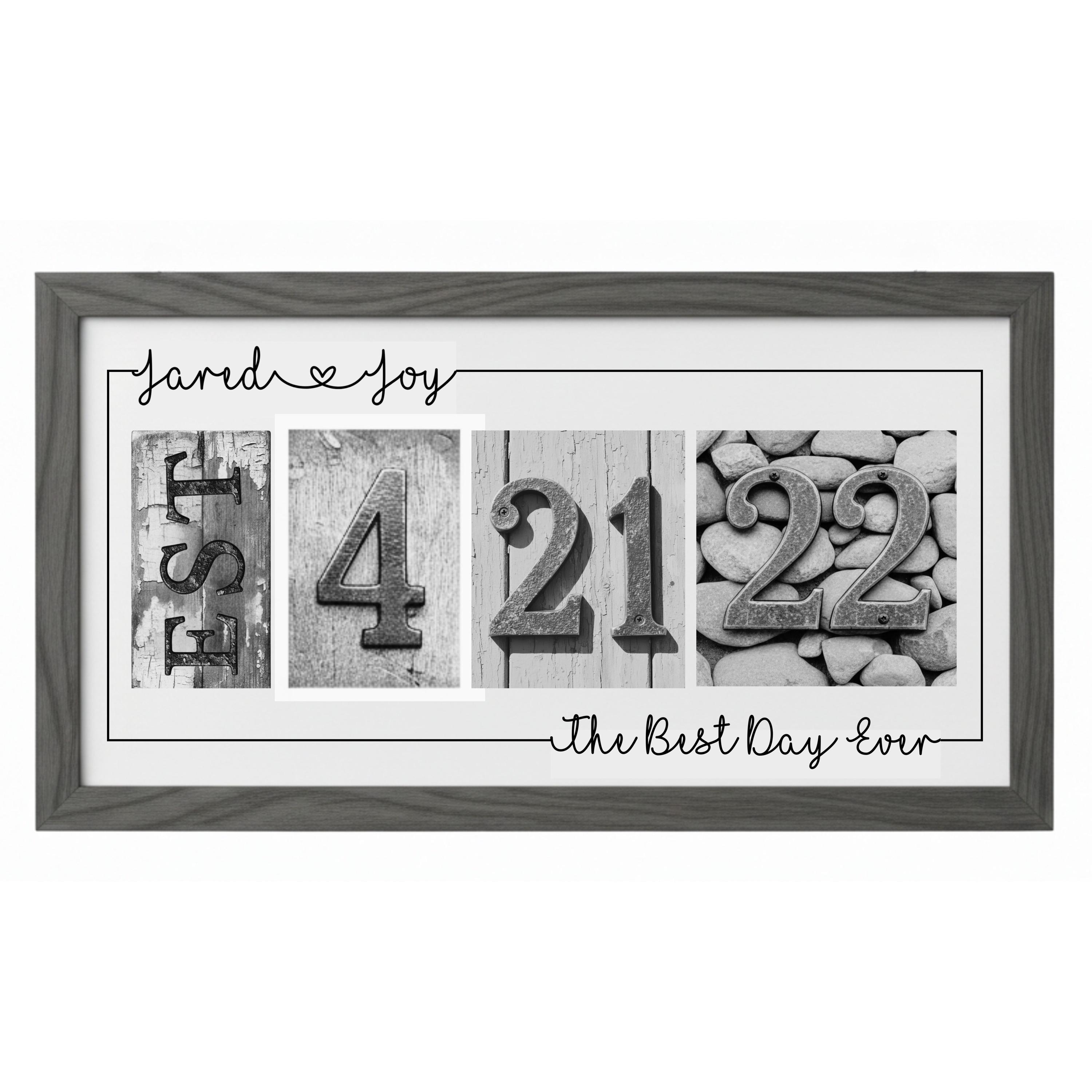 We Adding Date Frame Personalized Wedding Date Frame Anniversary Gift for Couple Alphabet ...