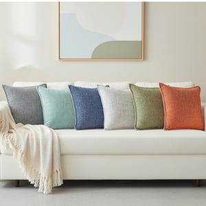 Textured Chenille Decorative Throw Pillow Covers Set of 2 Stitched Edge Soft Solid Cushion Covers Modern Farmhouse Pillowcases for Couch