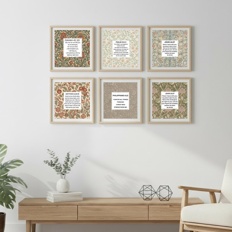 William Morris Inspired Floral Scripture Framed Bible Verse Wall Art ...