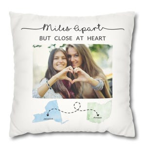 Custom States Long Distance Pillow Gift for Best Friends Sisters Parents College Send-Off Gift Going Away Grandparent Moving Present