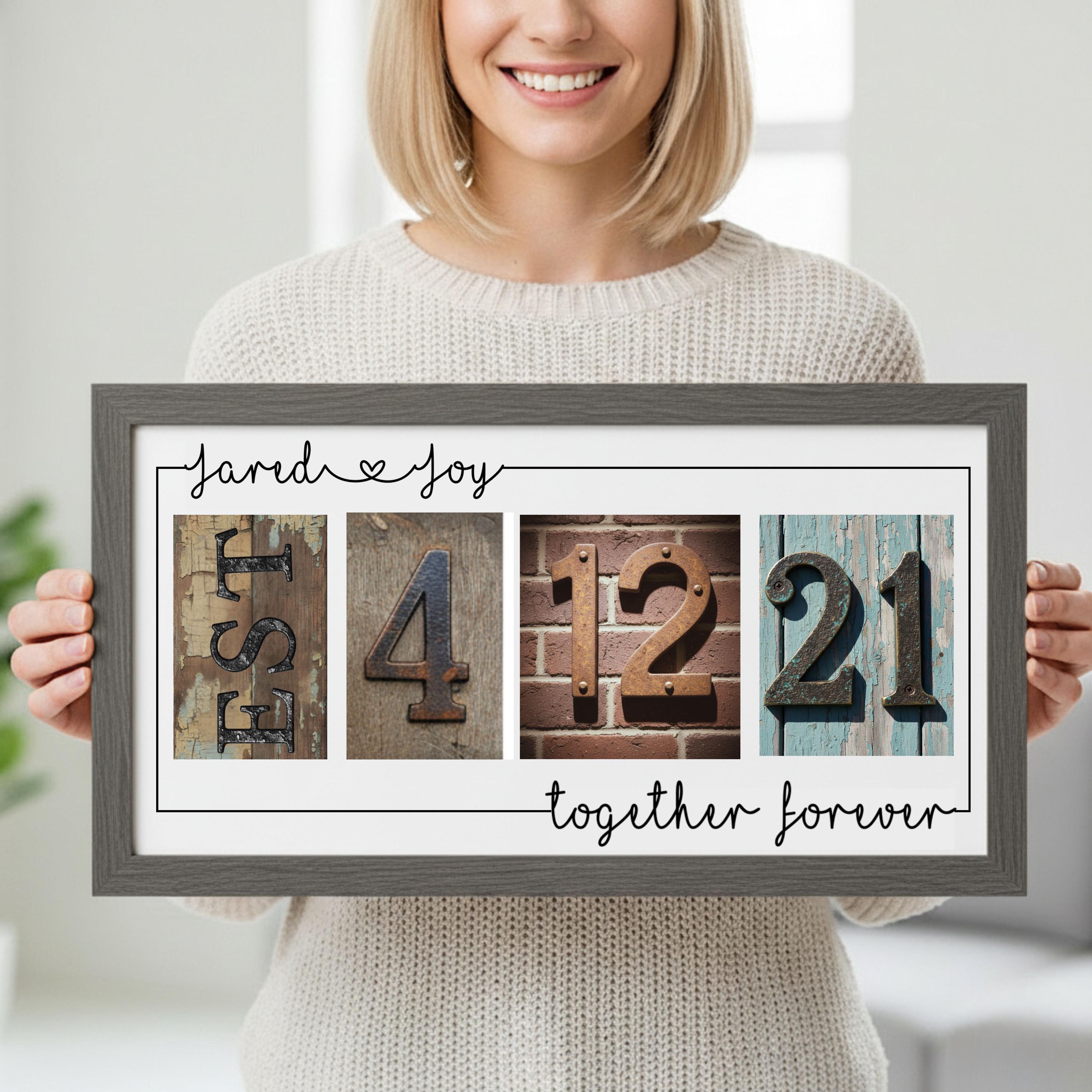 We Adding Date Frame Personalized Wedding Date Frame Anniversary Gift for Couple Alphabet ...
