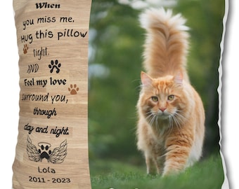 Cat or Dog Memory Gift Photo Pillow Personalized Cat Memorial Gift Memory Pillow Sympathy Gift For Cat Mom Cat Dad Owner Customized Present 